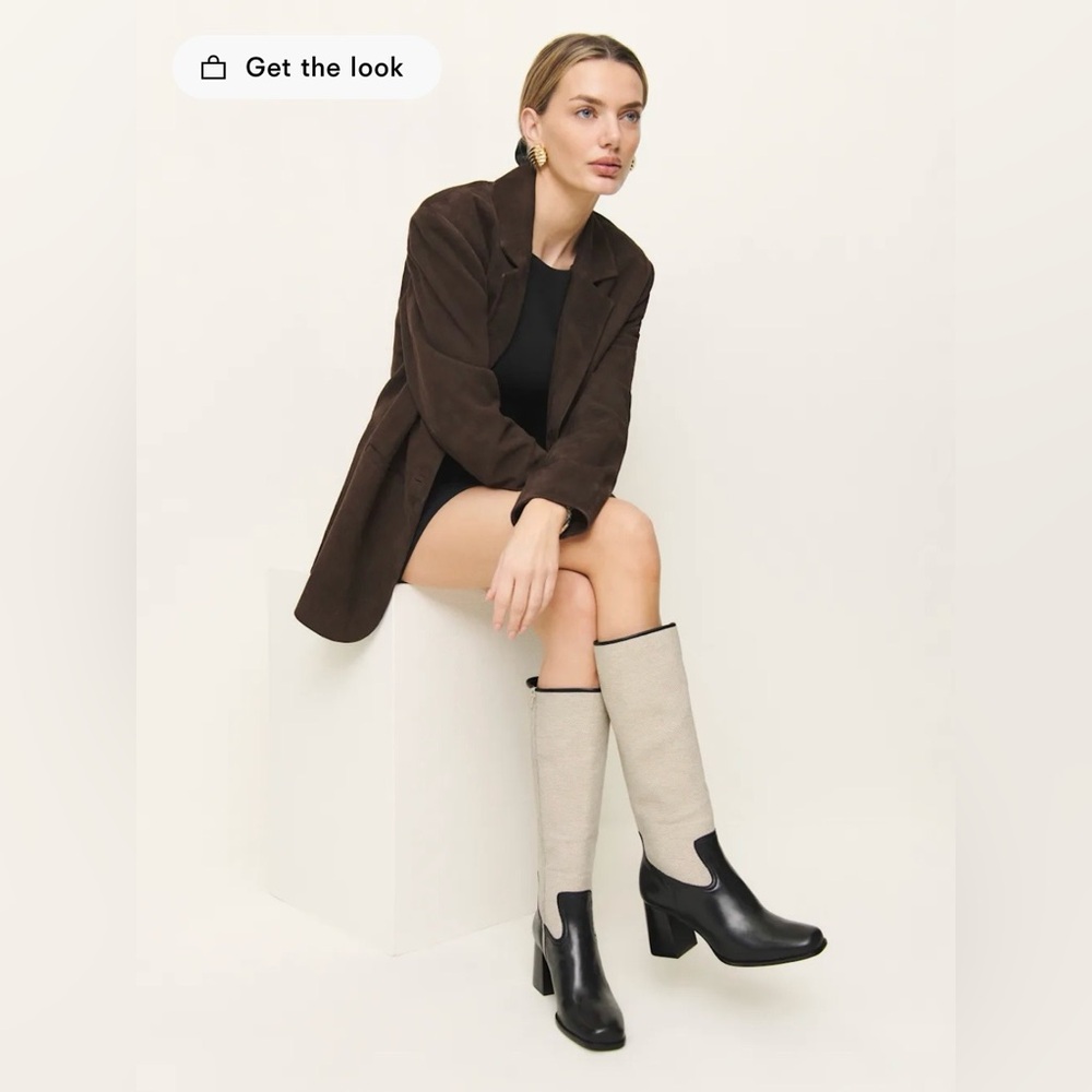 NWT Reformation Frederique Knee High Boot in Black Oatmeal